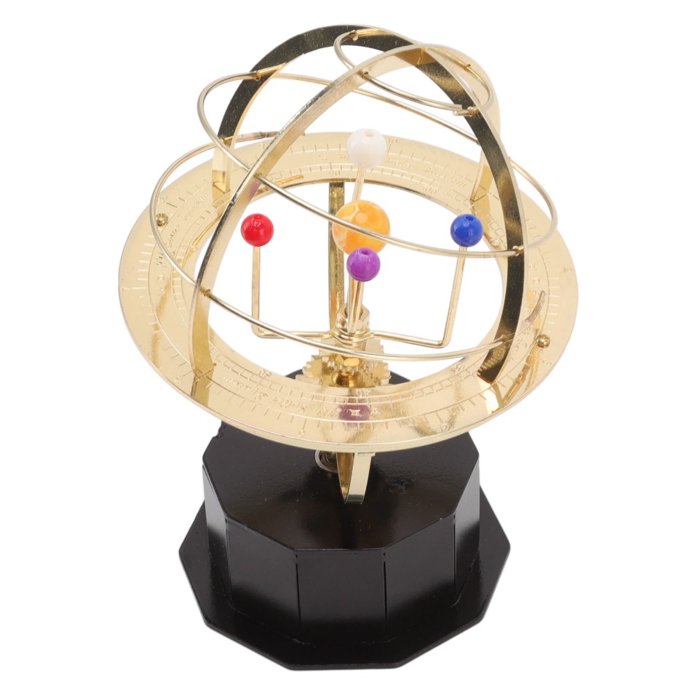 Solar System Orrery - Gold Iron Solar System Model Rotating