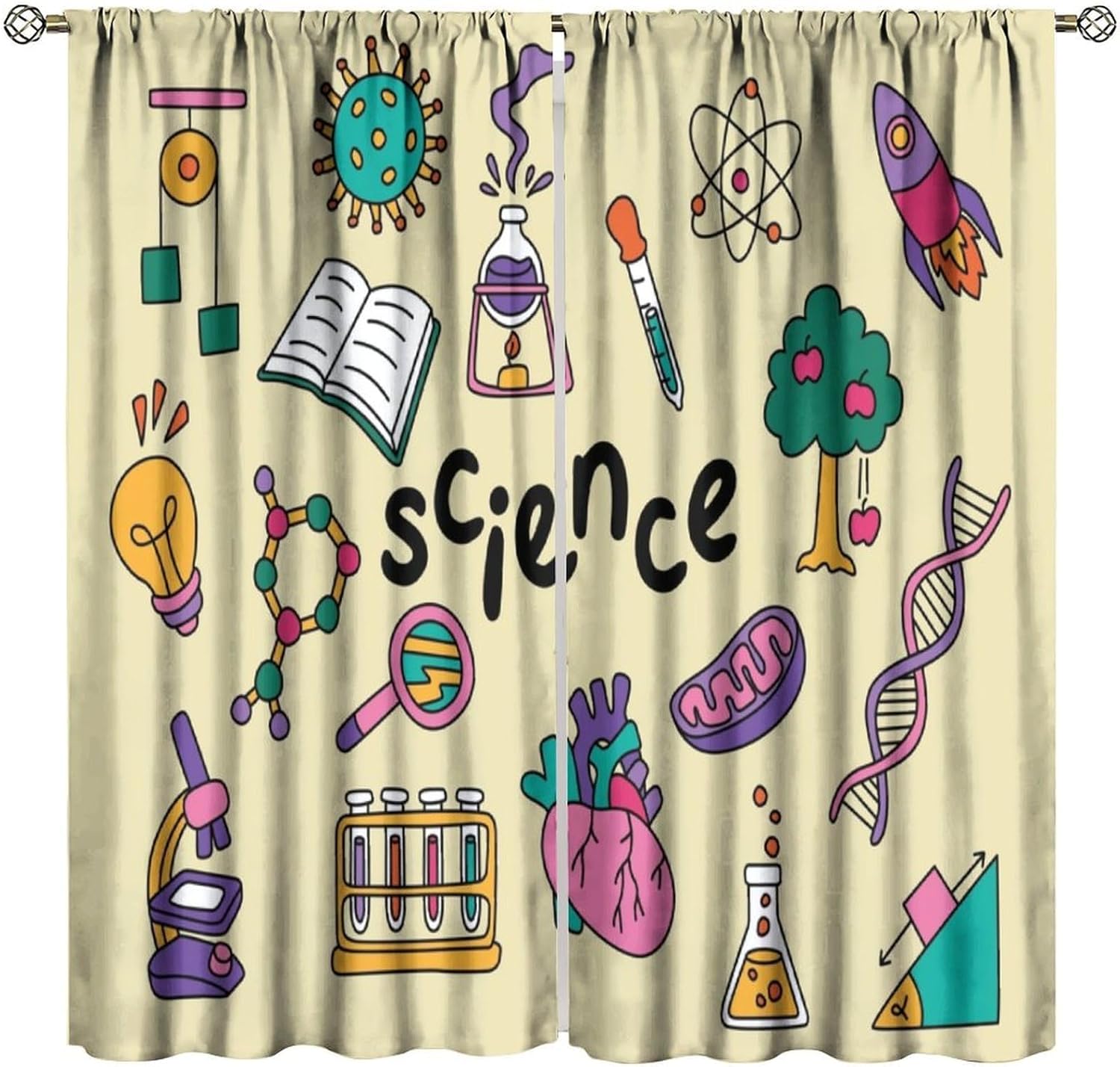 Science Theme Curtains 2pcs Ed - đánh giá và giá Science Nursery