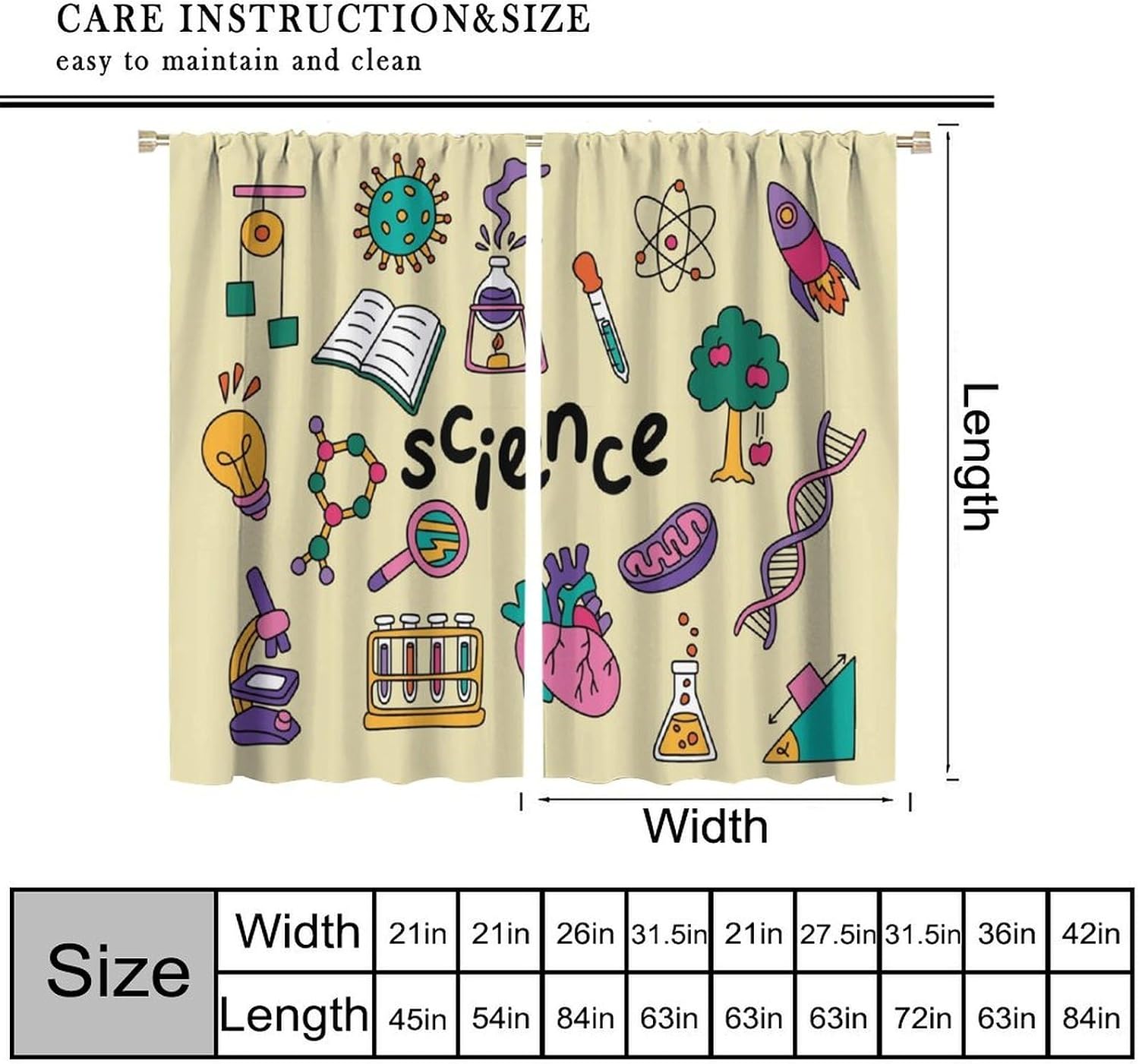Science Theme Curtains 2pcs Ed - đánh giá và giá Science Nursery