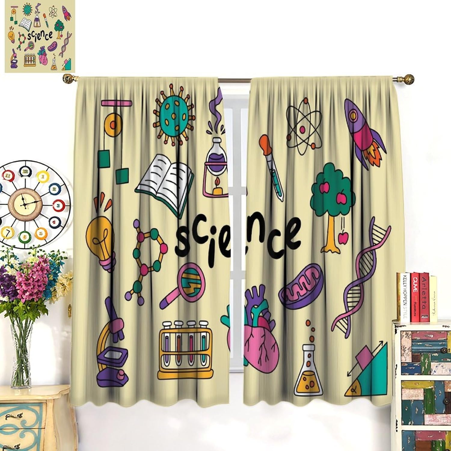 Science Theme Curtains 2pcs Ed - đánh giá và giá Science Nursery