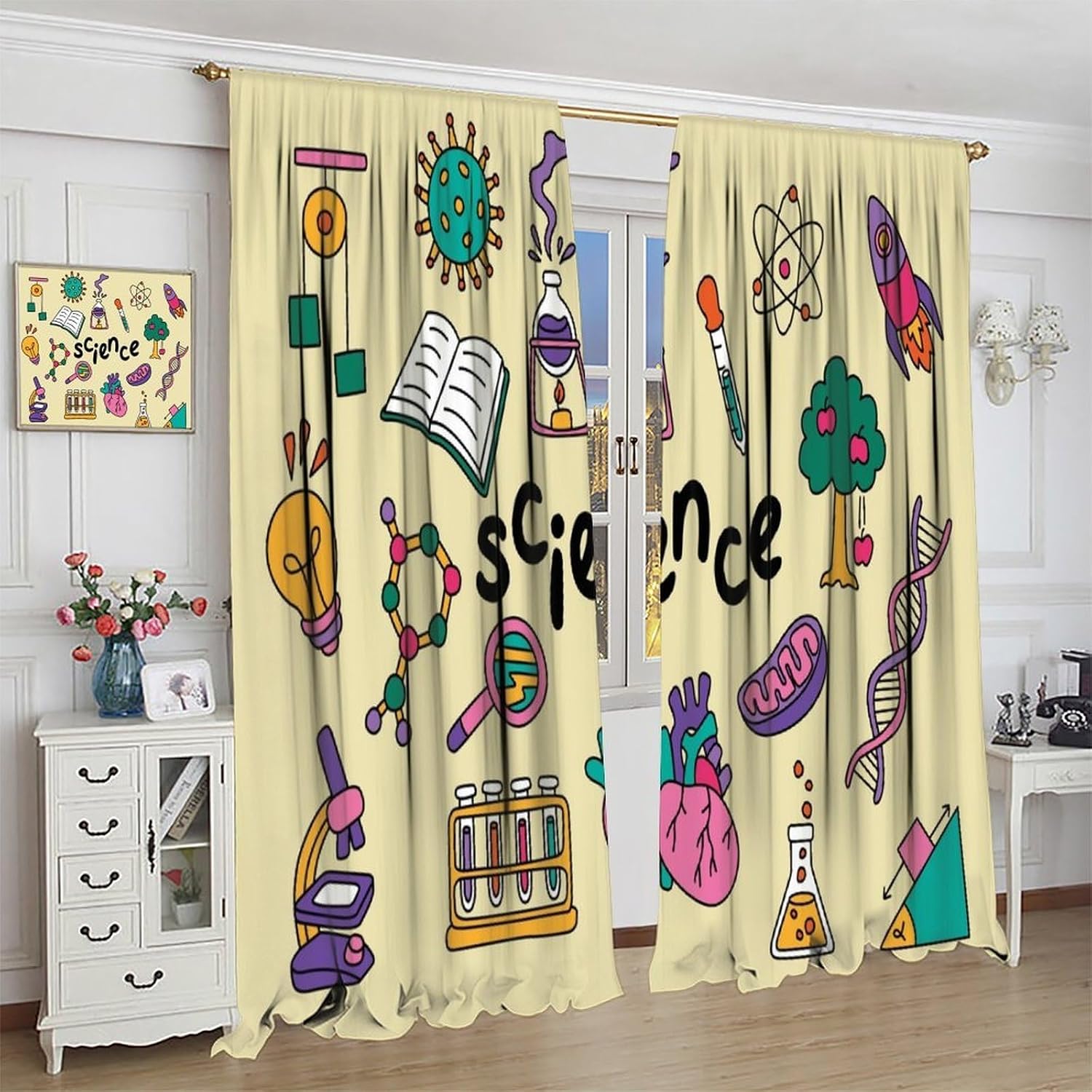 Science Theme Curtains 2pcs Ed - đánh giá và giá Science Nursery